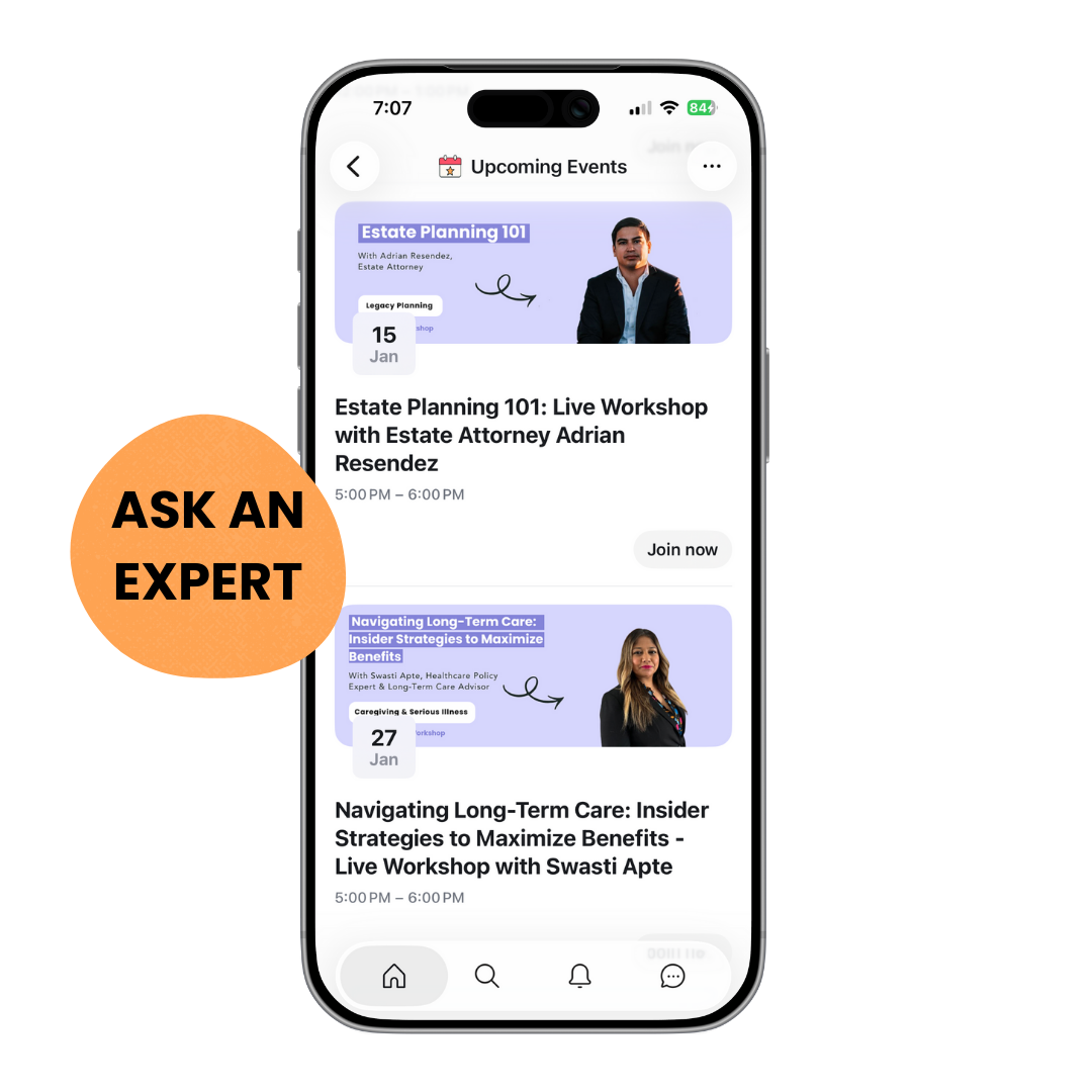 Good Grief live workshops with estate lawyers, grief experts, and more